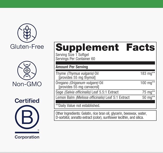 Metagenics CandiBactin-AR - Concentrated Aromatic Essential Oils for Candida Support* - Thyme Oil & Oregano Oil - Gut Health Supplements* - Intestinal Microbial Balance* - Gluten-Free - 60 Softgels
