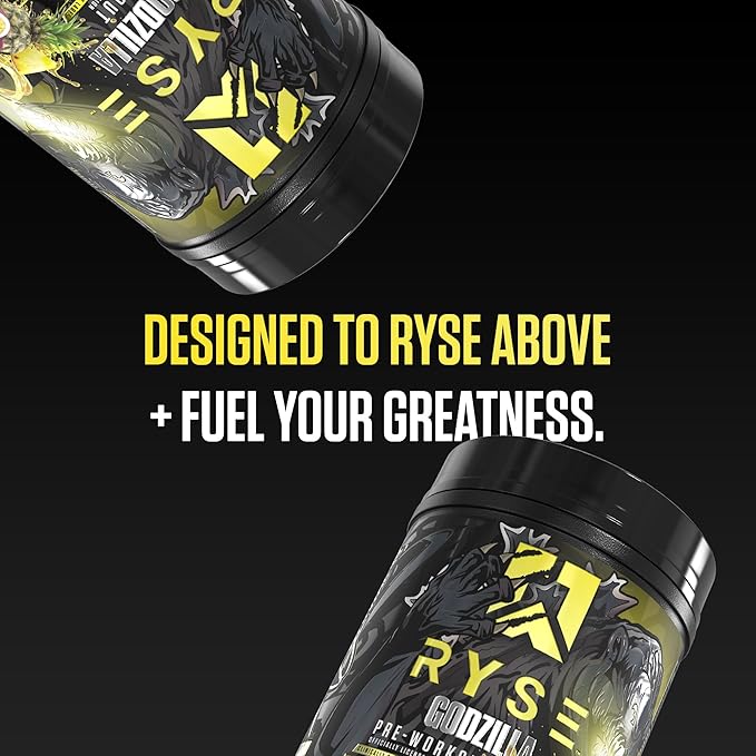 RYSE Godzilla X Noel Deyzel Pre Workout Powder - Passion Pineapple - 400mg Caffeine, High Stim Pre-Workout for Men & Women with Citrulline & Beta Alanine - Energy, Pump & Focus - 20/40 Servings