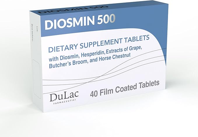 Dulàc - Diosmin 500 with Horse Chestnut, Butcher’s Broom, Red Grape & Hesperidin - Dietary Supplement - 40 Tablets - Made in Italy