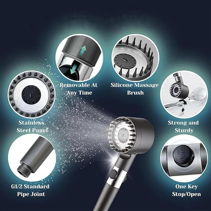 Filtered Shower Head with Handheld, 3 Spray Mode Hard Water Detachable with Filters and 59" Inch Hose Bracket, High Pressure shower heads, Suitable For Bathing And Rinsing Fish Tank And Pets