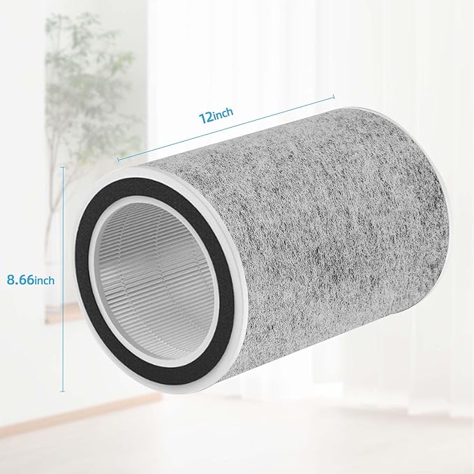 HP202 Replacement Filter for Shark HP200 Series HP201 HP202 HP232, 3-in-1 Hepa Carbon Filter Replacement Compatible with Shark Air Purifier MAX HC502, Part #HE2FKBAS, HE2FKBASMB -1 Pack