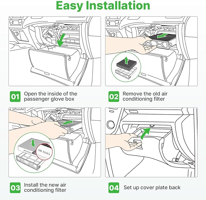 2-Pcs Cabin Air Filter with Activated Carbon for Hyundai Palisade 2020 2021 2022 2023 2024 2025 Cabin Filter for Car Replacement for 97133-S8000 CF12936 Automotive Accessories