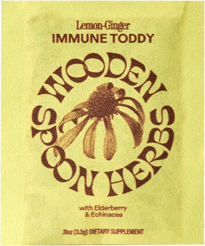 Wooden Spoon Herbs - Refreshing Lemon-Ginger Immune Support Drink Mix | Includes Immunity Boosting Organic Elderberry, Echinacea, Plant-Sourced Zinc & Vitamin C | 10 On-The-Go Sachets (1 Carton)
