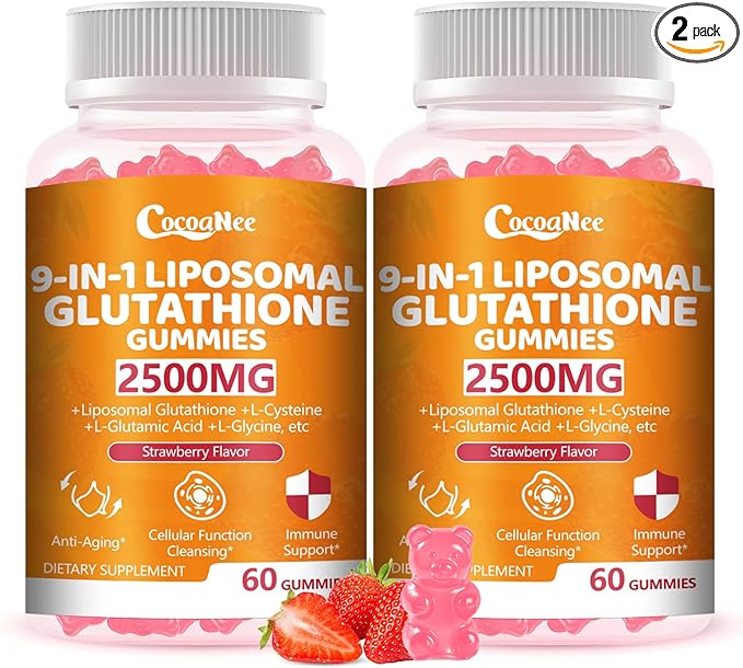 2 Packs 2500MG Liposome Glutathione Gummies, Composite L-Cysteine, L-Glycine Synergies, Collocation Milk Thistle Protect Liver, Increas 98% Absorption Rate, Whitening Skin Antioxidant Anti-Aging