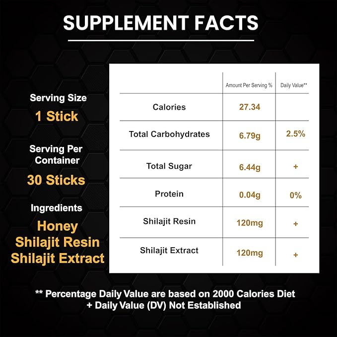 Rankaz Natural Shilajit Honey Sticks Organic - 30 Sticks, Shilajit Honey Fulvic Acid and Trace Minerals