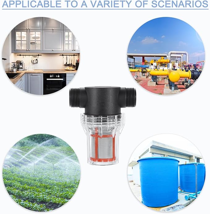 uxcell Pressure Washer Filter 1" NPT Female Thread, Inline Mesh Strainer Attachment, Outlet for Pipe Strainer, Stainless Steel Screen with Sealant Tape (Size:200 Mesh)