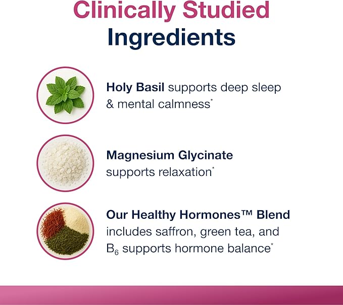 Metagenics HerWellness Recharge Overnight - Women's Sleep Support Supplement with Magnesium, Holy Basil, Vitamins & Zinc* - Aids Calm & Relaxation* - 60 Tablets
