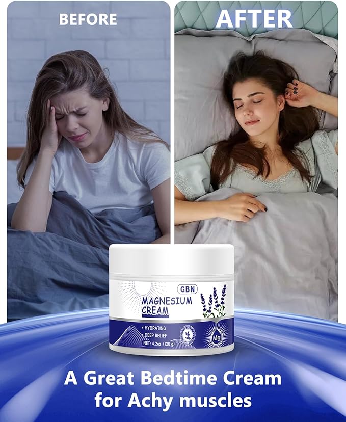 GBN Magnesium Cream for Sleep - Natural Relaxation Cream for Muscles & Joint - Hydrating Magnesium Lotion for Sleep, Fast-Absorbing & Non-Greasy, Safe for Kids (Lavender)