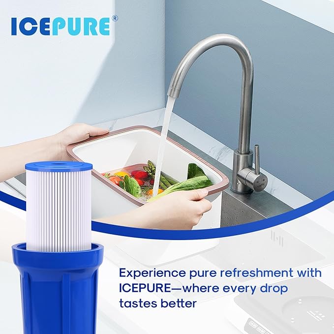 ICEPURE 20" x 4.5" Whole House Water Filter, 5 Micron Pleated Sediment Water Filters Replacement Cartridge for Well Water, Compatible with ECP5-BB, AP810-2, SPC-45-1005, CP5-BB, ECP1-20BB, 3 PACK