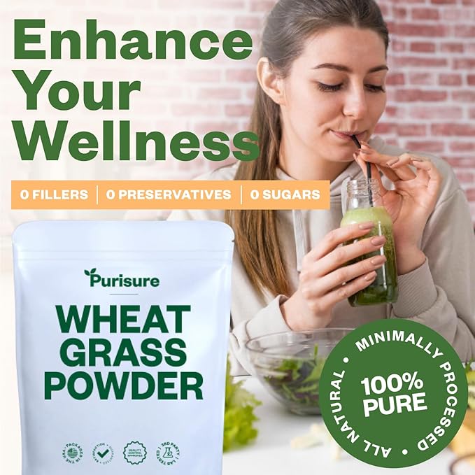 Wheatgrass Powder, 8oz, Wheat Grass Powder, Green Superfood for Salads, Smoothie and Shakes, Superfood Powder Rich in Immunity Vitamins, Fiber and Minerals, 76 Servings