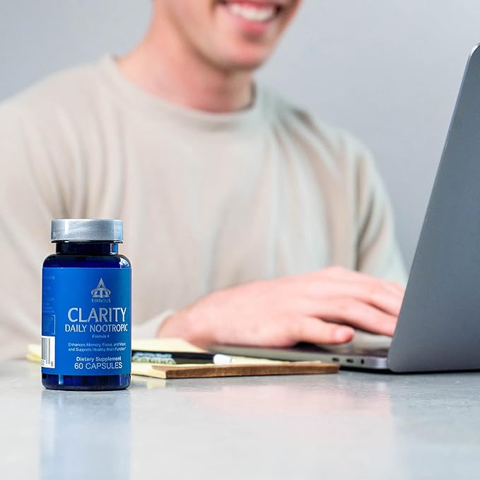 Thrivous Clarity - Enhance Memory, Focus & Mood - Advanced Natural Nootropic Supplement: Synapsa Bacopa, L Theanine, Rhodiola Rosea, Vitamin B Complex, Zinc Picolinate - 60 Capsules