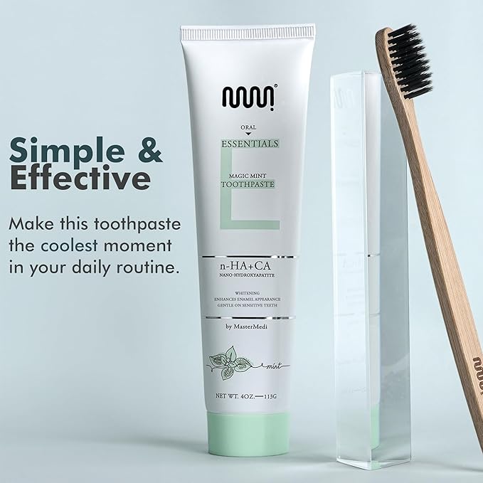 MasterMedi Nano Hydroxyapatite Toothpaste – Fluoride Free, SLS Free, for Sensitive Teeth, Whitening, Enamel Remineralization, Magic Mint, Dentist Recommended, 4 oz (Pack of 3)