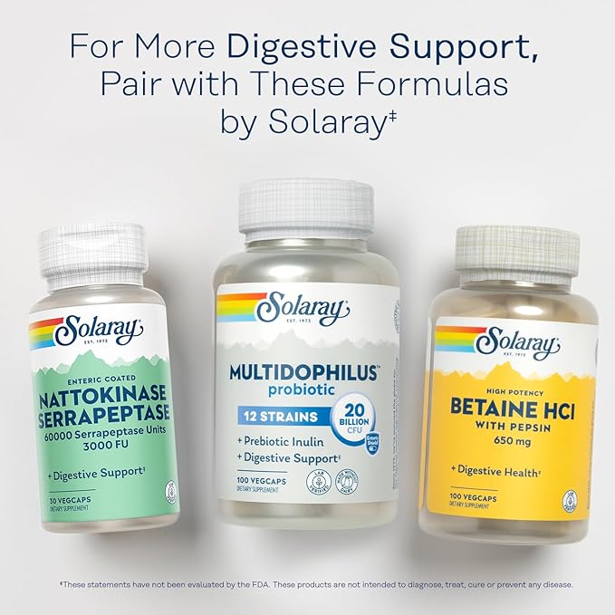 SOLARAY Nattokinase Serrapeptase Supplement - Enteric Coated - 3000 FU Nattokinase Supplement - Circulation, Cardiovascular, Sinus Support - Lab Verified, 60-Day Guarantee - 30 Servings, 30 VegCaps