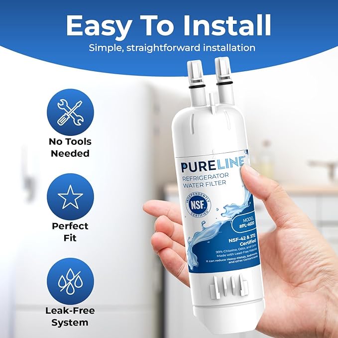 Pureline EDR1RXD1 Water Filter Replacement for Everydrop® Filter 1, W10295370A, P8RFWB2L, P4RFWB, EDR1RXD1B, Kenmore® 46-9081, 46-9930 Refrigerator Water Filter
