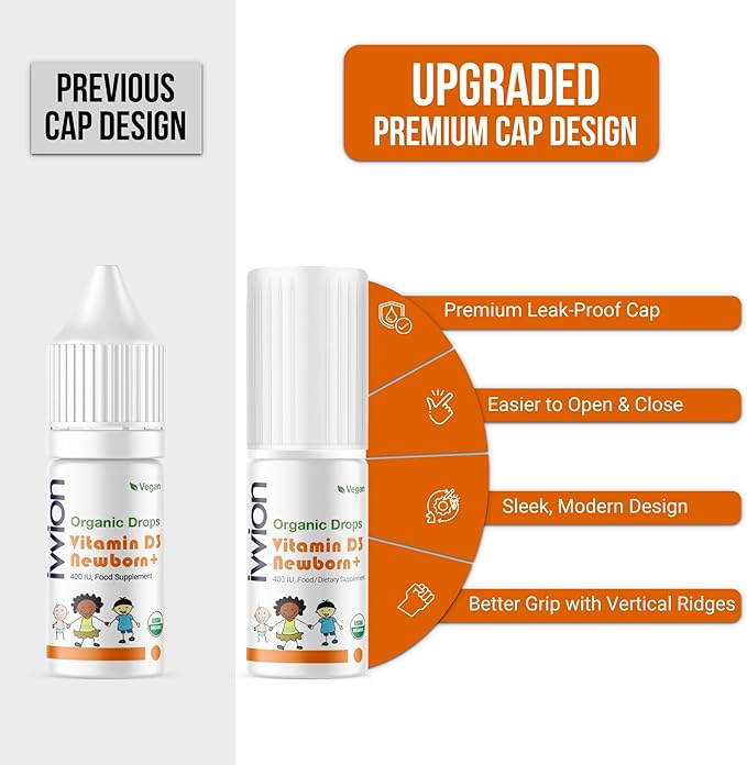 Organic Vegan 400IU, Vitamin D3, 120 Drops β Baby Drop for Infants & Toddlers | USDA Organic, Non-GMO, Plant-Based, No Additives or Preservatives, All Natural, Made in UK