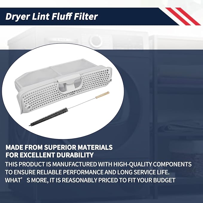 00752387 Dryer Lint Screen Filter Assembly Compatible with Bosch Dryers Replace AP5984732 00753637 752387 753637 Dryer Lint Fluff Filter