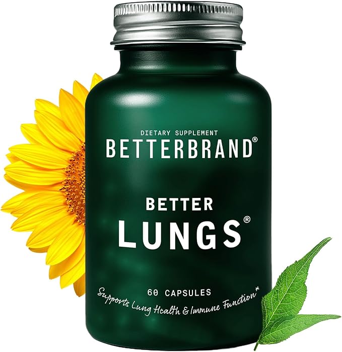 Betterbrand Mullein Leaf Extract for Lungs – Lung Support with Elderberry, Vitamin D, Ginseng & Reishi – Healthy Flow Cleanse & Immune Support– 60 Capsules