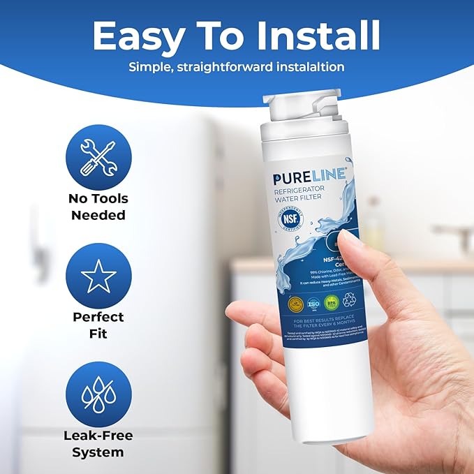 Pureline MSWF Replacement for GE MSWF, RWF1500A, 101820A, 101821B Refrigerator Water Filter - Reduces Bad Taste & Odor