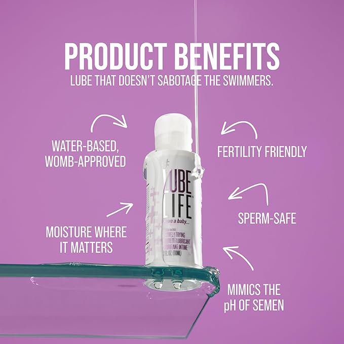 LubeLife Fertility Lube – Water Based Personal Lubricant for Men, Women & Couples – Pregnancy Must Haves, Sperm-Friendly, Vegan, Travel Size, 2 Fl Oz