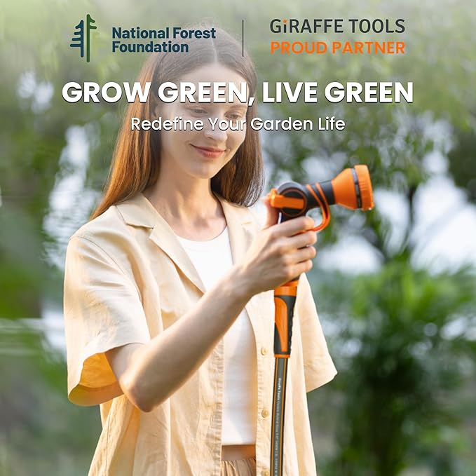 Giraffe Tools Garden Leader Hose 15ft x 5/8", Short Water Hose Heavy Duty, Flexible, Lightweight Hybrid Hose with Swivel Handle, Male to Female Fittings, Burst 600 PSI