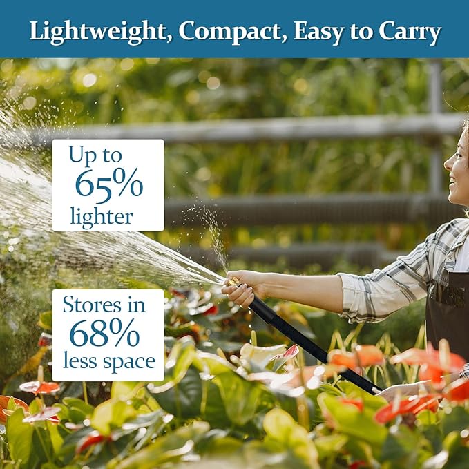 Garden Hose 50ft Made of TPE(BetterThan PVC), with 10 Patterns Sprayer Nozzle, Ultra-Light & Flexible Water Hose with Solid Brass Fittings, Non-Shrinking, Easy to Storage, Drinking Water Safe Material