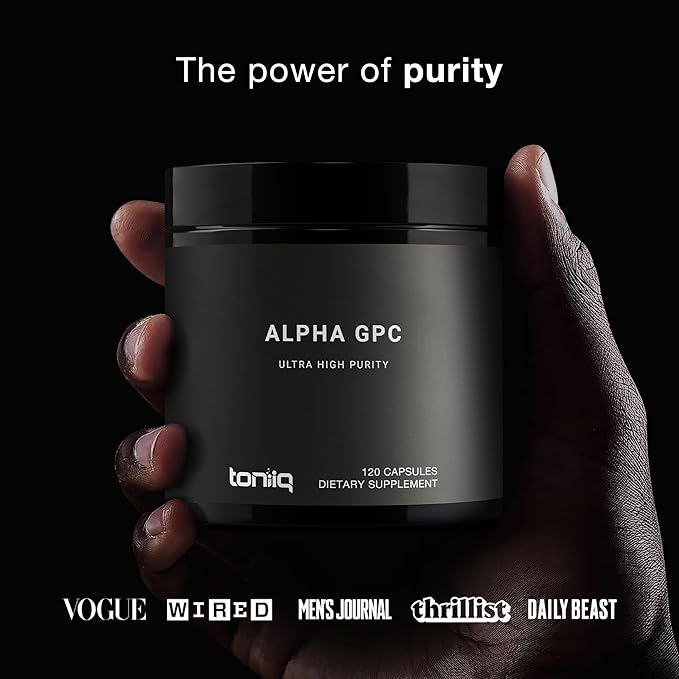 Toniiq Ultra High Purity Alpha GPC Capsules - 600mg Concentrated Formula - 90%+ Highly Purified and Bioavailable Nootropic - 120 Capsules Alpha GPC Supplement