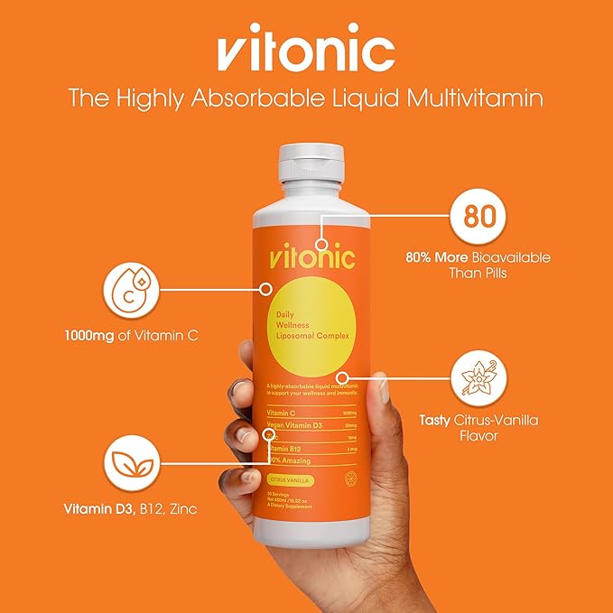 Liposomal Vitamin C 1000mg Liquid – Family Immune Support | Up to 5× Higher Absorption | Multivitamin with D3, B12, Zinc | Collagen & Recovery Support | Vegan, Sugar-Free | 30 Servings
