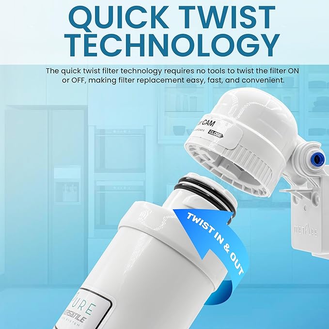Versatile Inline MVCTO11-KIT Quick Twist Water Filter 1/4" for Refrigerator, Ice Maker, Coffee Maker, Reduces Bad Taste, Odor, Chlorine in Drinking Water. Complete Kit.