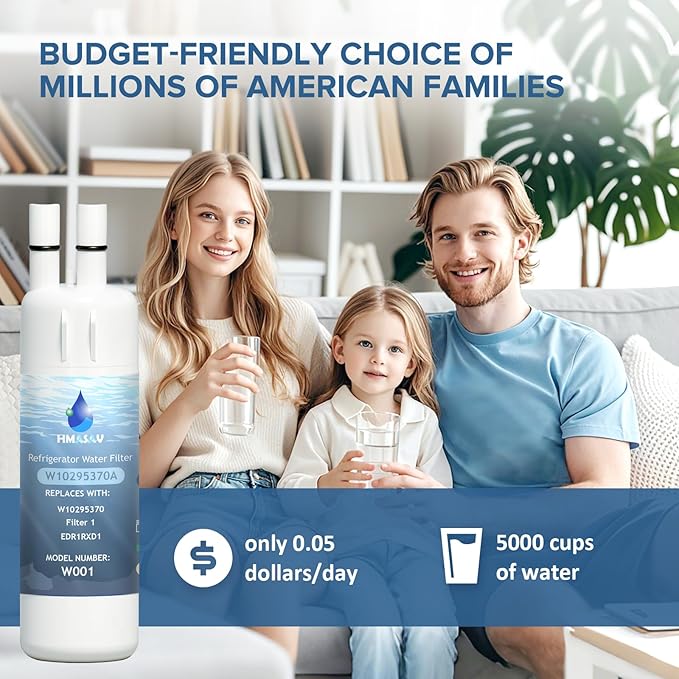 W10295370A Water Filter Replacement, Compatible with Everydrop Filter 1, Whirlpool EDR1RXD1, EDR1RXD1B, W10295370, WHR1RXD1, KAD1RXD1, P4RFKB2, P8RFWB2L, 46-9930, 46-9081 2PACK