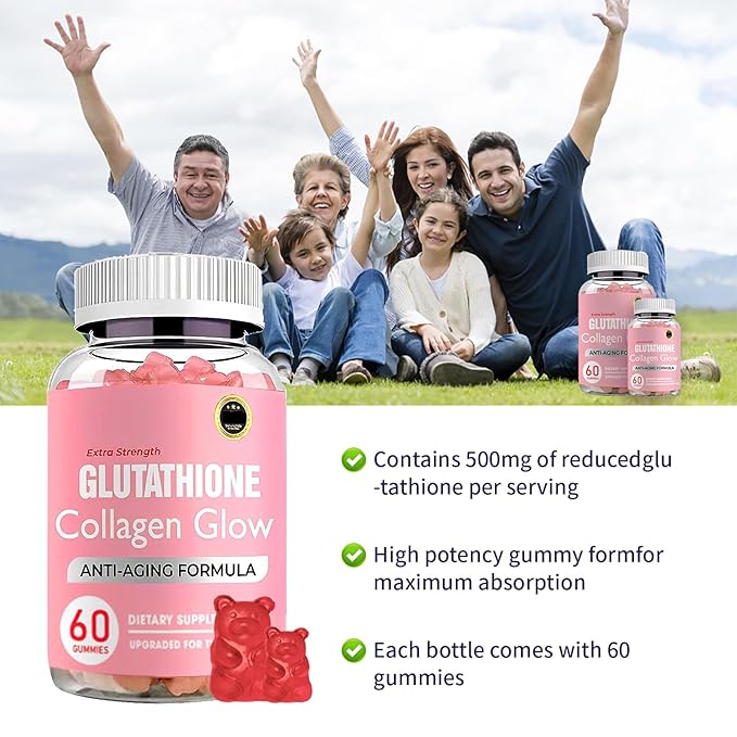 Glutathione Collagen Glow, Glutathione Collagen Glow Gummies, Collagen Gummies for Women Skin Care,Korean Collagen Gummies to Rejuvenate Your Skin (1PC)