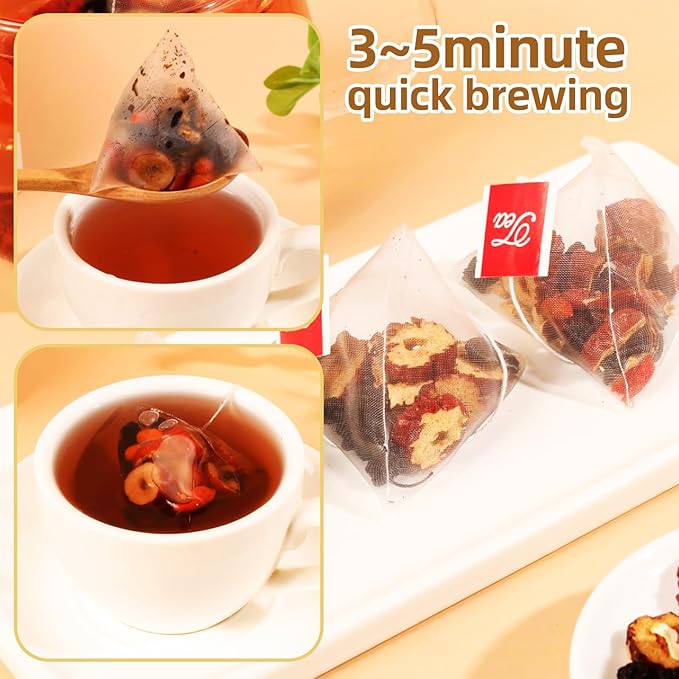 Ginseng Five Treasures Tea - 6 Precious Herbs Kidney Cleanse & Detox Tea, Traditional Chinese Organic Herbal Blend with Ginseng, Goji, Red Date for Men & Women (40 Bags)