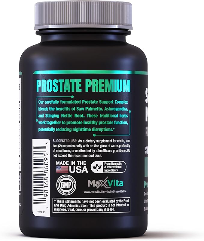 Prostate Premium - Saw Palmetto for Men, Stinging Nettle, Ashwagandha, Lycopene, Bladder & Urinary Relief, Prostate Supplement for Men, 60ct