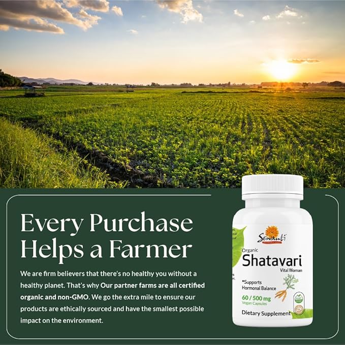 Sewanti Shatavari Capsules – Herbal Supplement for Female Hormonal Balance, Healthy Reproductive and Lactation 60 Vegan Capsules - 500mg