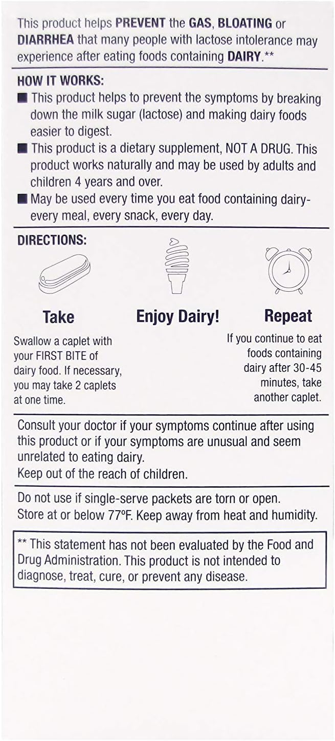 Guardian Dairy Relief Fast Acting Lactase, 180 Caplets, 9000 FCC Maximum Strength, Lactose Intolerance Pills, Lactase Enzyme (180 CT)