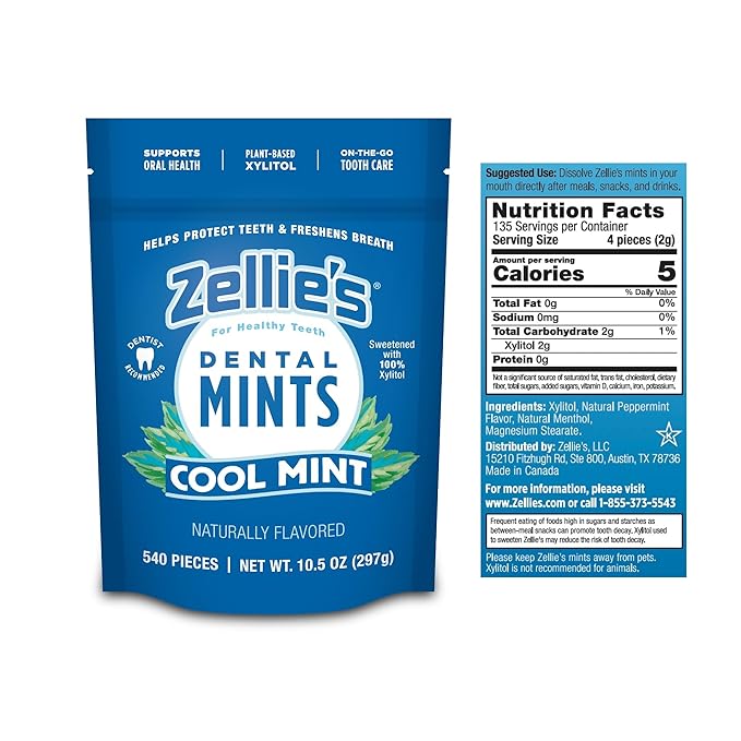 Zellie's | 100% Xylitol Cool Mint Breath Mints | No Aspartame, Gluten Free, Vegan & Kosher (540 Count - Pack of 1)