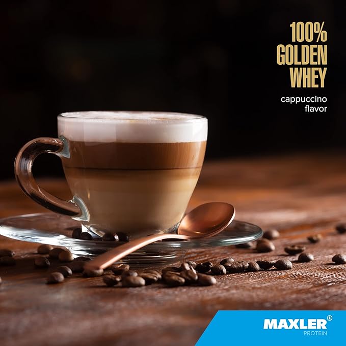 Maxler 100% Golden Whey Protein - 23g of Protein per Serving - Premium Whey Protein Powder for Pre Post Workout - Fast-Absorbing Whey Concentrate, Isolate & Hydrolysate Blend - Cappuccino 2 lb