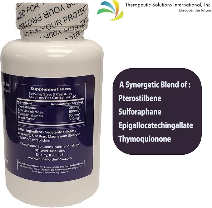 Multi-Patented All Natural Dietary Supplement for Immune Support with a Synergistic Blend of Pterostilbene, Broccoli Sprout Extract, Green Tea Extract, & Nigella Sativa
