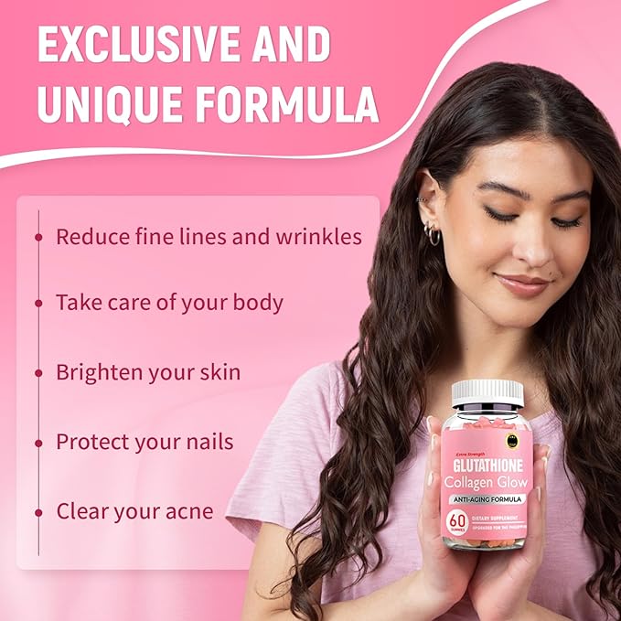 Glutathione Collagen Glow, Glutathione Collagen Glow Gummies, Collagen Gummies for Women Skin Care,Korean Collagen Gummies to Rejuvenate Your Skin (2PCS)