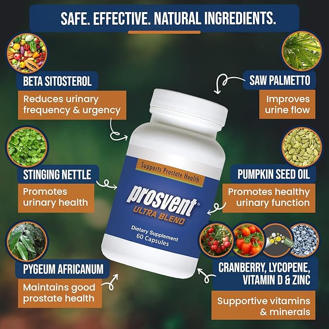 Ultra – Natural Prostate Health Supplements for Men – Saw Palmetto, Pygeum, Lycopene, Stinging Nettle, Beta Sitosterol, Pumpkin Seed Oil, and Cranberry (180 Count)