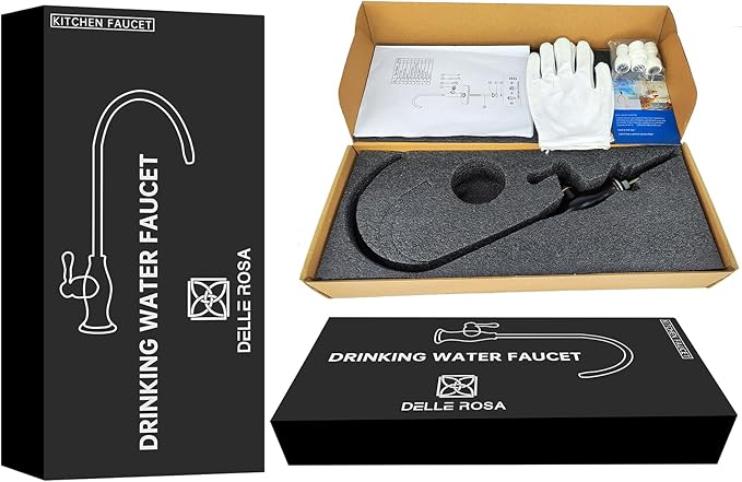 Delle Rosa Drinking Water Purifier Faucet, Commercial Water Filtration Faucets for Under Sink Water Filter System, Modern Best Brass Kitchen Bar Sink Drinking Water Faucet, Chrome