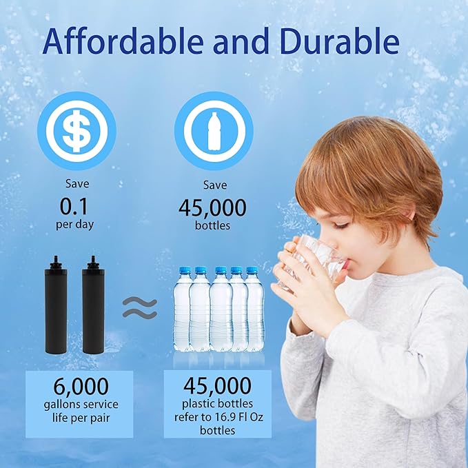 1 Micron Water Filter Replacement for Berkey® BB9-2® Black Purification Elements, Compatible with Berkey® Gravity Filter System, Pack of 4