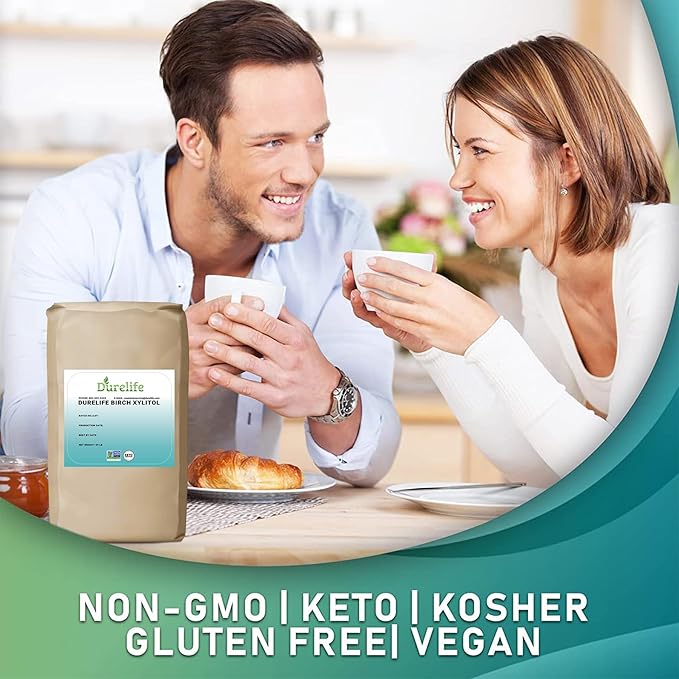 DureLife XYLITOL Sugar Substitute 55 LB (880 OZ) Made From 100% Pure Birch Xylitol NON GMO - Gluten Free - Kosher, Sugar alternative, Bulk Buy