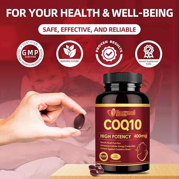 CoQ10-400mg-Softgels with PQQ & Omega 3, Maximum Absorption Coenzyme Q10, Powerful Antioxidant for Heart Health & Energy Production, 120 Count, Non-GMO