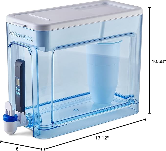 ZeroWater 32-Cup Ready-Read 5-Stage Water Filter Dispenser with Instant Read Out - 0 TDS for Improved Tap Water Taste - IAPMO Certified to Reduce Lead, Chromium, and PFOA/PFOS