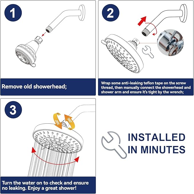 HOPOPRO 5-Mode High Pressure Shower Head - The Washington Post, NBC News, Today TV Show Recommended - High Flow Fixed Showerheads (6 Inch Brushed Nickel)