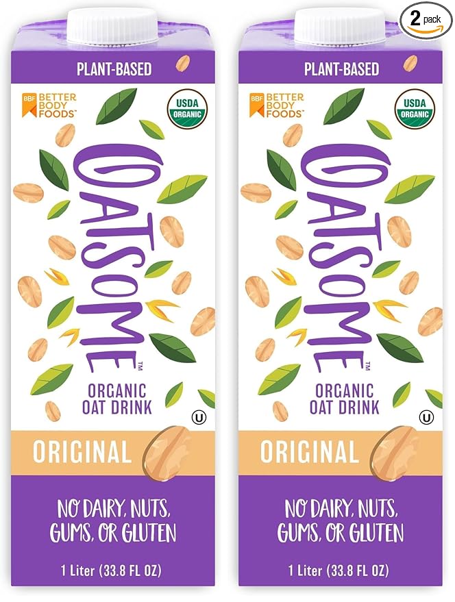 Oatsome Organic Oat Milk, 1-Liter Carton, Regular, 33.8 Fl Oz (Pack of 2)