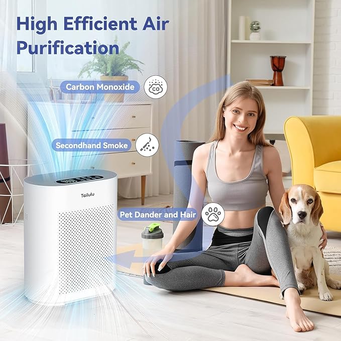 Air Purifiers for Home Large Room up to 2200ft², H14 HEPA Filter Air Purifiers PM2.5 Air Quality Sensor Smart Mode, 20dB Sleep Mode & Night Light Quiet Air Cleaner for Living Room, Bedroom, etc.