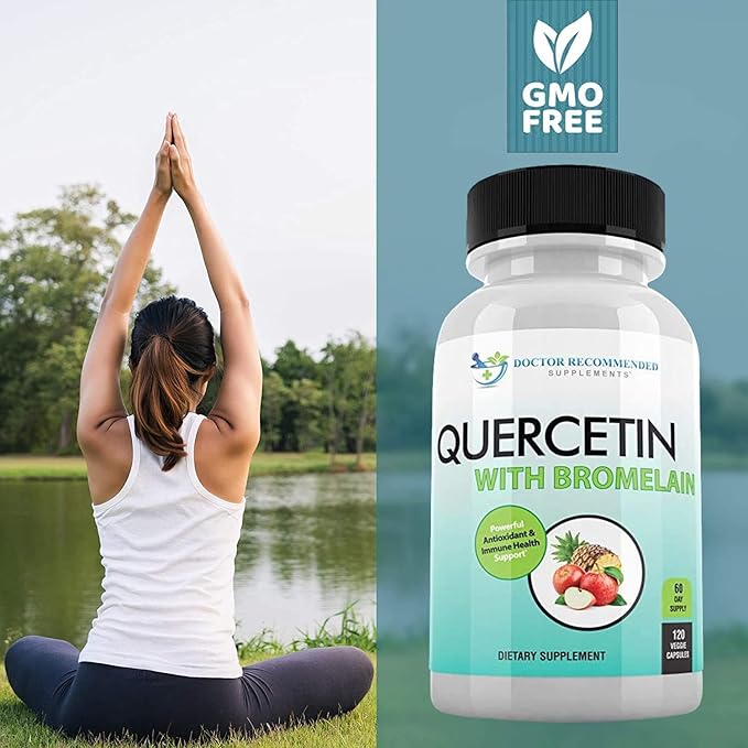 Quercetin 800mg w/Bromelain 165mg Per Serving- 120 Veggie Capsules-Full 60 Day Supply, Vitamin Supplement, Bioflavonoids, Gluten Free, Non-GMO (Pack of 3)