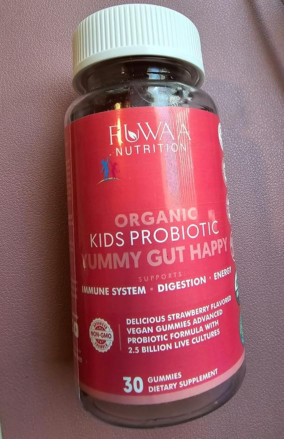 Probiotic Gummies. Organic Kids Probiotic Chewable for Digestive Health & Immunity. Kids Pre & Probiotics Vitamins. No Allergens, Gluten-Free, Non-GMO, Probiotic for Children 60ct (2)