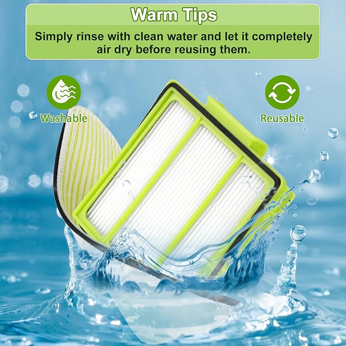 RV2000WD Replacement Parts for Shark RV2002WXUS RV2002WD RV2001DRUS RV2001WD AV2001WD Mop Brush Filter Kit with Shark AI Robot Vacuum Cleaner, 1 Brushroll, 2 Filters, 4 Mop Pads, 6 Side Brushes